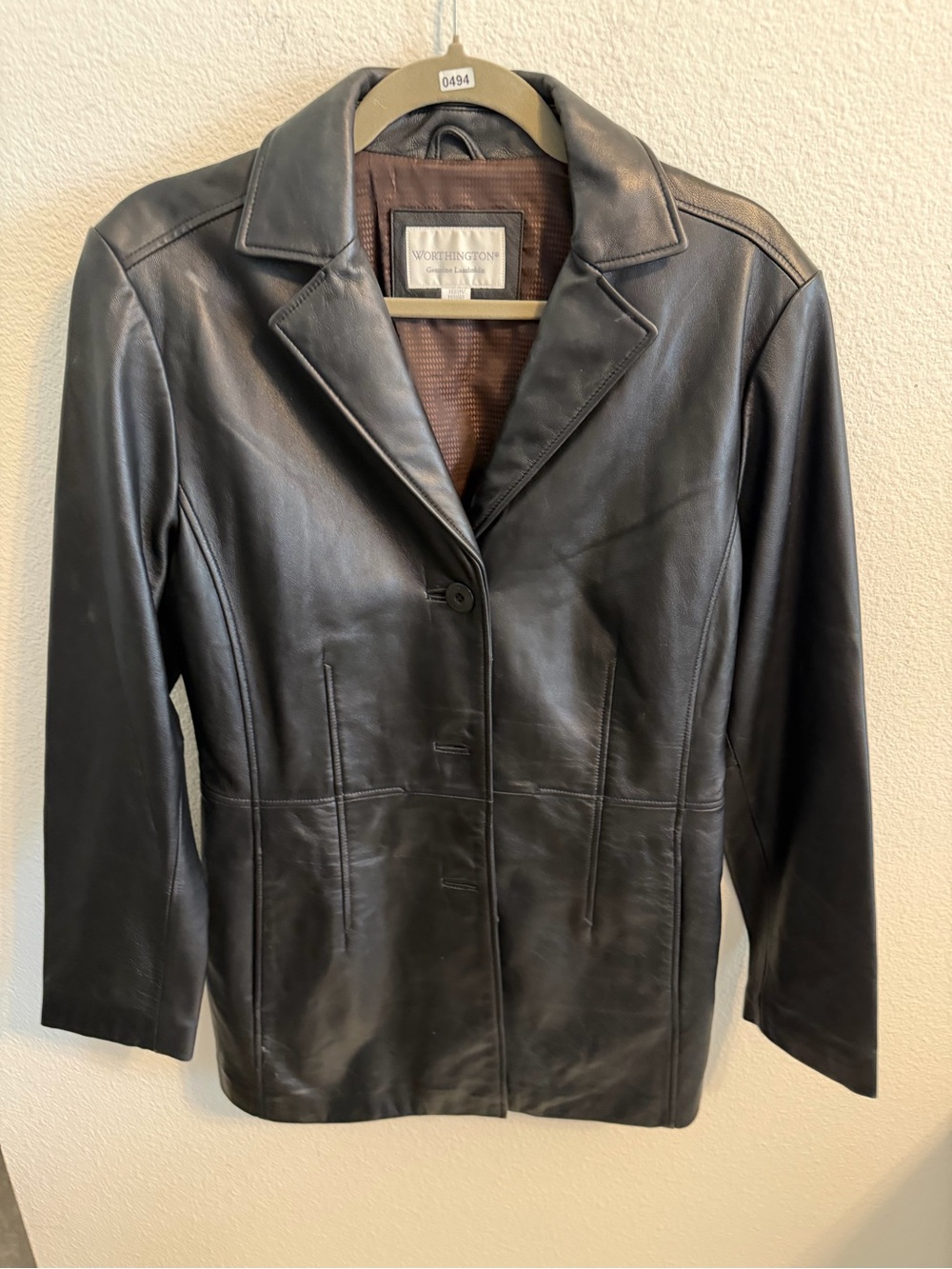 Worthington Black Leather Trench Coat
